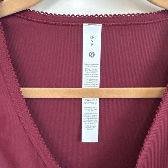 LULULEMON HEART NULU RIBBED WRAP FRONT LONG SLEEVE SHIRT BURGUNDY BAY SZ SMALL - Picture 3 of 6